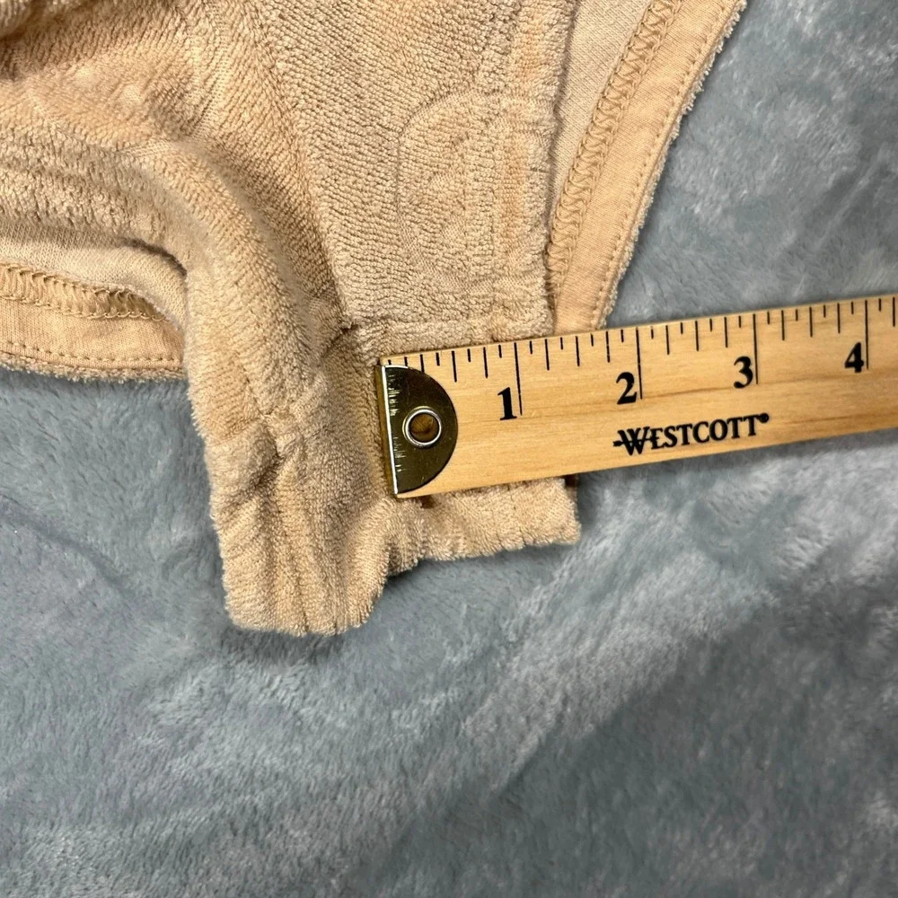 OFFLINE by Aerie Smile Face Shorts Women Tan Terry Cloth Embossed Lounge L